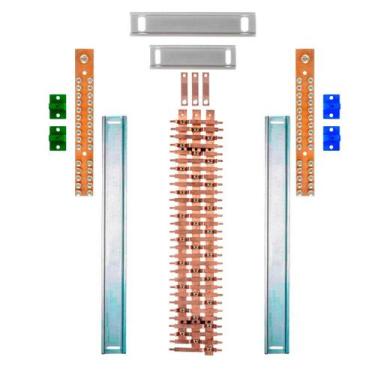 Imagem de Kit Barramento Trifásico 225A para 60 Circuitos com Placa de Policarbo