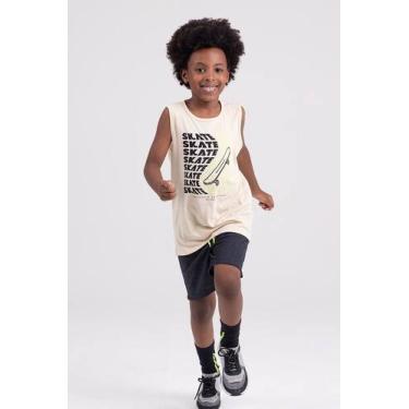 Imagem de Conjunto Regata Infantil Web Skaterboard Off-White - Vida Costeira Ofi