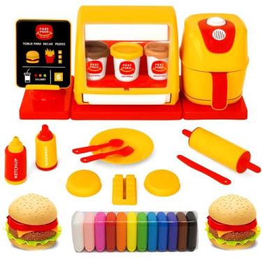 Imagem de Restaurante de Brinquedo 2 Hambúrguer 15 Massinha Air Fryer - Usual Br