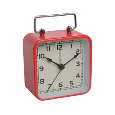 Imagem de hezhuhe2258 Despertador digital de metal quadrado pequeno despertador de mesa relógio silencioso cama de estudante sono relógio de mesa de quartzo luminoso para pessoas com sono pesado (vermelho)
