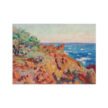 Imagem de Armand Guillaumin Famoso Arte de Parede Pôster-Impressões em Tela para sala de estar-Reprodução pinturas(Le Trayas 2) 50x70cm Sem Moldura