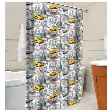 Imagem de Cortina de Box Estampada Impermeável PVC Grossa Antimofo Antiácaro Premium Banheiro com Ganchos Fácil Limpeza Durável Resistente Moderna Decorativa