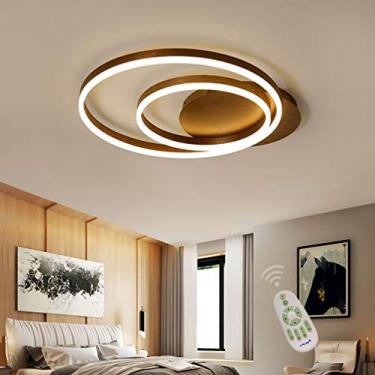 Imagem de Luminária de teto embutida para quarto, sala de estar e jantar, luminária regulável com controle remoto, design redondo moderno, 2 lâmpadas de anel, abajur acrílico, lustre decorativo para s