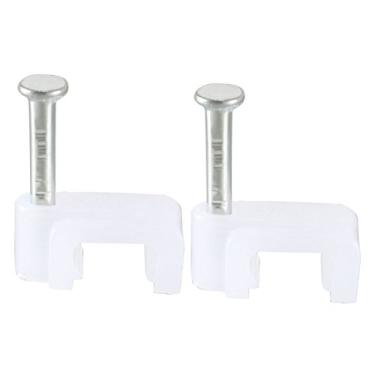 Imagem de uxcell Grampo de cabo plano grampos coaxiais grampos de fio 7 mm branco 200 peças