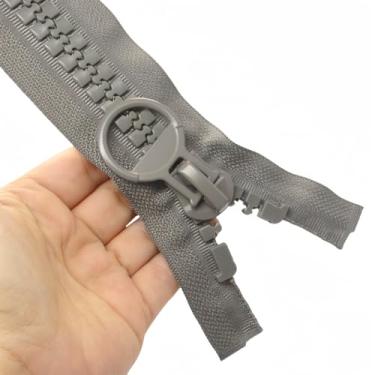 Imagem de YaHoGa Zíperes gigantes de plástico de 122 cm #20 super grandes para costura, tendas, casacos, sobretudos, capa de barco, lona, resistentes, enormes zíperes de vislon de resina (122 cm cinza)