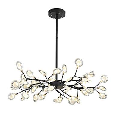 Imagem de Lustre de vidro preto feito à mão, G4 Firefly Pendant Light Semi Flush Mount ajustável Luz de teto compatível com sala de estar, quarto, cozinha, sala de jantar, luzes pendentes modernas
