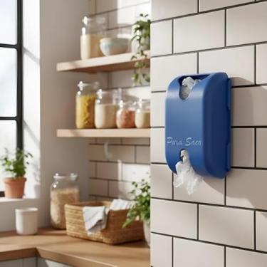 Imagem de Puxa Saco Dispenser Sacolas plásticas Fixação Dupla Face 3M (Azul)