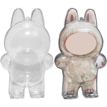 Imagem de Protective Case Compatible with LABUBU Doll (Standing) – Crystal Clear Hard Display Box with Keychain, Dustproof Cover & Secure Backpack Hooks – Ideal for Display or Travel – Doll Not Included