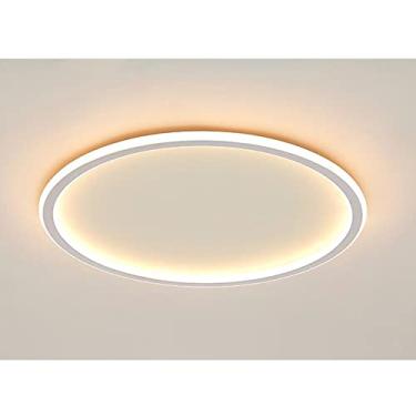 Imagem de Luminária de teto embutida regulável, 19,6 polegadas, 61 W, lâmpada de teto moderna, preta, 3000 K/4000 K/6000 K, luz de painel plano para cozinha, ilha, quarto, lustre LED, branco-50 cm, 61