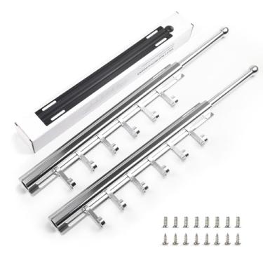 Imagem de BaiNong Vara de manobrista de 42 cm para armários com 6 ganchos (pacote com 2 pratas) para organização e armazenamento de roupas