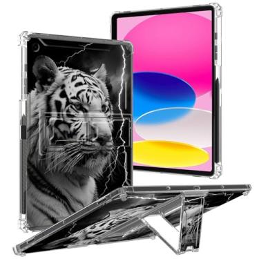 Imagem de BREIDMKFM Capa para iPad 9ª/8ª/7ª geração 2021/2020/2019 com suporte e suporte para caneta, capa transparente de TPU resistente à prova de choque para iPad 10,2 polegadas White Tiger Lightning