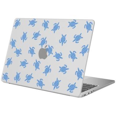 Imagem de BlHMCASE Compatível com MacBook Pro 14 polegadas 2025-2021 M4 M3 M2 M1 A3112 A3185 A3401 A2918 A2992 A2779 A2442, capa dura protetora de tartaruga azul fofa para Mac Pro 14