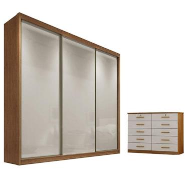 Imagem de Guarda Roupa Casal Logan e Gaveteiro Milão com Chave Cumaru 25 Fendi - Novo Horizonte