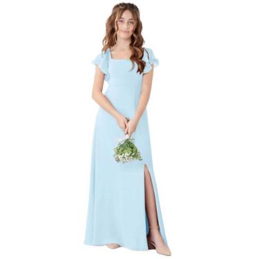 Imagem de Vestido de dama de honra Jirocum JR001 para meninas longo com fenda az