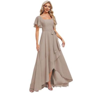 Imagem de Vestido de dama de honra Monvelli Flowy Chiffon Empire Waist Taupe