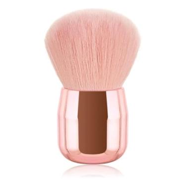 Imagem de Pincel Kabuki para Maquiagem, Cabo Rose Gold, Cerdas Sintéticas Macias, Rosa