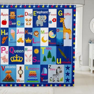 Imagem de Feelyou Cortina de banho infantil ABC alfabeto educacional meninos meninas aprendendo acessórios de banheiro decoração de quarto adolescentes 183 cm x 183 cm