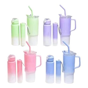 Imagem de Kit 3 Garrafa Copo Tendência Agua Squeeze Com Adesivos Lembretes beber Agua 500-1200ml(Kit 3 aleatorio 1200-500-240Ml)