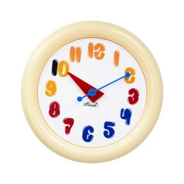 Imagem de XLWLLNJ Relógio de parede nórdico decorativo silencioso de 12 polegadas, relógio de arte moderna para uso interno, cozinha, sala de estar, quarto, Amarelo Colorido