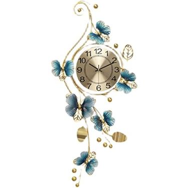 Imagem de Relógio de parede de folha de borboleta de metal para casa sala de estar decoração de parede relógio silencioso (cor: A, tamanho: 43 * 90 cm) (A 43 * 90 cm)