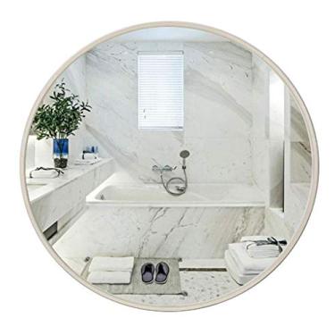 Imagem de Espelho decorativo envelhecido oval moldura de resina penteadeira espelhos pendurados branco esculpido (D 80 cm)