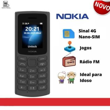 Imagem de Celular Telefone Idosos Nokia 105 Com Sinal 4G Rádio FM Mp3 Jogos Lant