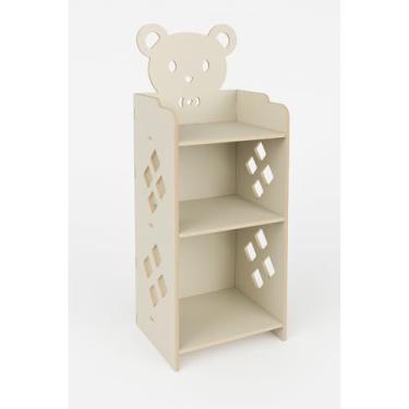 Imagem de Mesa de Cabeceira com Prateleira e Design de Urso em MDF para Quarto e Decoração(Titanio)