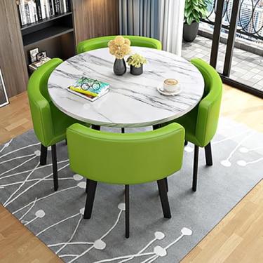 Imagem de Conjunto De Mesa De Jantar Redonda Moderna, Mesa E Cadeiras De Cozinha, Conjunto De Mesa De Jantar Pequena Para 4, Mesas E Cadeiras De Sala De Conferências De Escritório Pequen, A1, One Size