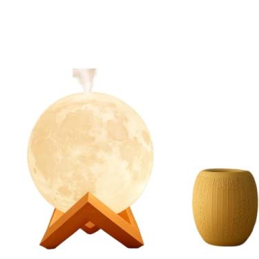 Imagem de Umidificador Luminária + Essências Abajur 2em1 900ml Lua 3d Vaporizador de Ambiente Difusor De Ar(UmidIficador Lua)