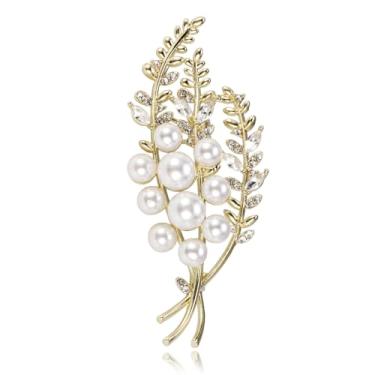 Imagem de Broches de pérola para mulheres, broche de orelha de trigo, vintage, outono, folha, vestido, clipe, blazer, roupas, crachá, traje de ação de graças, acessório de alfinetes