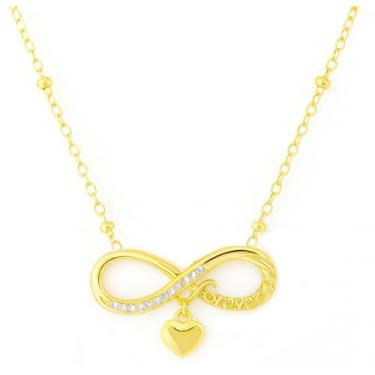 Imagem de Bolenvi I Love You Forever Colar com pingente de coração infinito para mulheres, joias modernas, banhado a ouro 18k, corrente ajustável de 40,6 a 50,8 cm, presentes para ela
