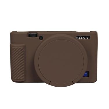 Imagem de Easy Hood Capa RX100, capa de silicone para câmera leve e macia com capa de lente removível para câmera DSLR Sony DSC-RX100 III / RX100 V / RX100 IV / RX100 VII DSLR (marrom)