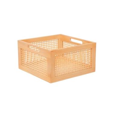 Imagem de JLKIMZVO Caixa de armazenamento de madeira de bambu, caixas organizadoras, cesta quadrada de madeira decorativa