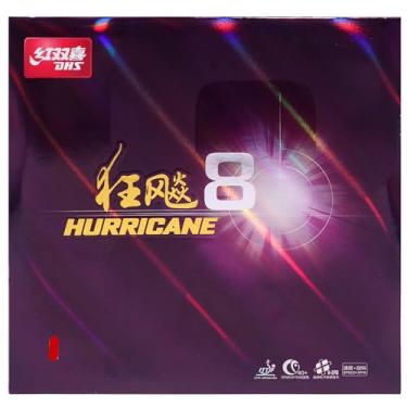 Imagem de BestParts DHS Hurricane 8 tênis de mesa folha de borracha pingue-pongue esponja, dureza 49 graus/espessura 2,2 mm, vermelho ou preto (vermelho)