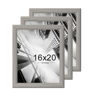 Imagem de KTKDE Conjunto de 3 porta-retratos 40,6 x 50,8 cm, galeria de estúdio, 40,6 x 50,8 cm, cinza de madeira, moldura grande para fotos, pôsteres – melhor presente para impressões de arte