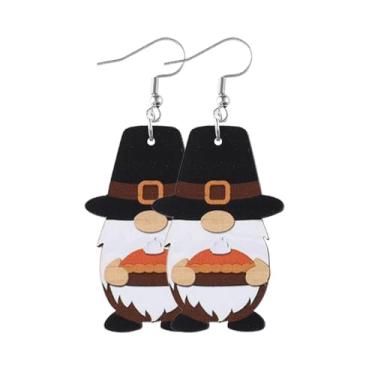 Imagem de Brincos femininos de Ação de Graças com pingente de gota de anão, roupas de Ação de Graças, acessórios de bijuteria, 2inch, Liga de aço, Sem pedra preciosa