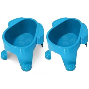 Imagem de Comedouro Elevado Ergonômico para Cães e Gatos – Tigela Anti Derrapante 300ML/1000ML – Saúde, Conforto e Design Moderno(2 azul,1.000 ML)