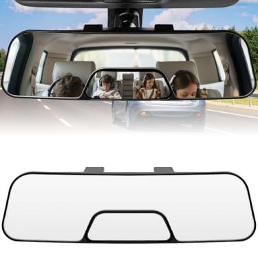 Imagem de JOYTUTUS Espelho retrovisor, retrovisor panorâmico antirreflexo de 30,5 cm com espelho de bebê, grande angular convexo de encaixe interno para reduzir o ponto cego, efetivamente para mais caminhões