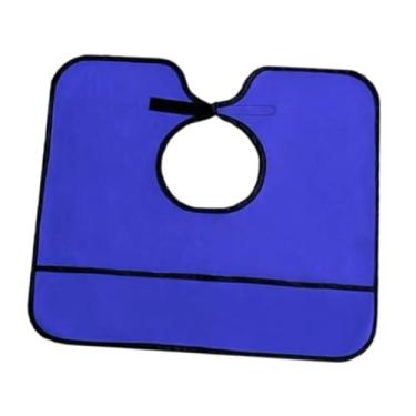 Imagem de MotiveTech Babador adulto para comer, babador para idosos, prático, lavável, simples, auxiliar de jantar, protetor de roupas à prova d'água para pais idosos, Azul Escuro