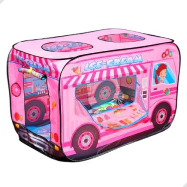 Imagem de Barraca Infantil Divertida em Formato de Food Truck Caminhão de Sorvete, Tenda de Brinquedo para Crianças, 75 x 70 x 112 cm Cabaninha Infantil para meninos ou Meninas (Rosa)