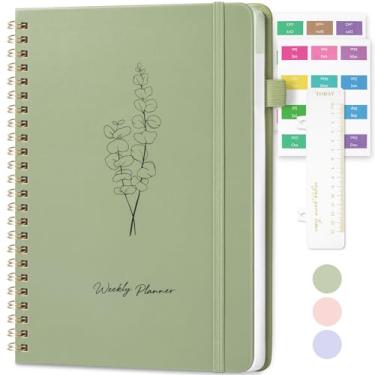 Imagem de Oucaru Agenda semanal sem data, caderno de tarefas A5 com organizador de metas e hábitos, agenda semanal 52 com encadernação em espiral para escritório, casa, material escolar