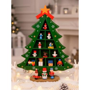 Imagem de Kit Árvore de Natal Madeira 17Peças Decoração Natalino Mesa - Klizz, V