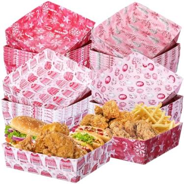 Imagem de Zhehao Pacote com 36 bandejas de comida de papel de Natal de 2,3 kg grandes bandejas de nacho para servir comida de natal suprimentos de festa de Natal tigela de lanche descartável para decorações de