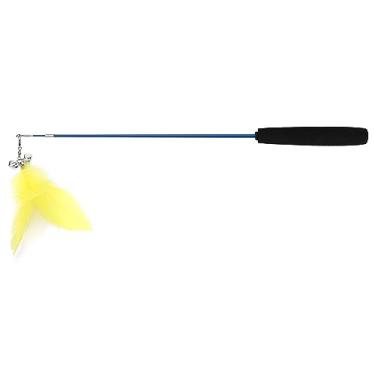 Imagem de Acouto : Brinquedo de Varinha Com Penas Varinha de Brinquedos Interativos Retráteis Com Gatos Internos Brincando, Suprimentos para Animais de Estimação/gatos// (Amarelo)