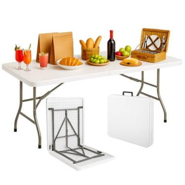 Imagem de Mesa Dobrável Portátil 1,80m com Alça – Vira Maleta, Ideal para Camping, Jardim, Pesca, Área Interna e Externa