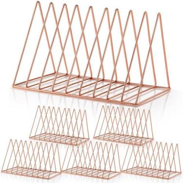 Imagem de Porta-revistas Shimeyao, prateleira de metal dourado rosa de 6 peças