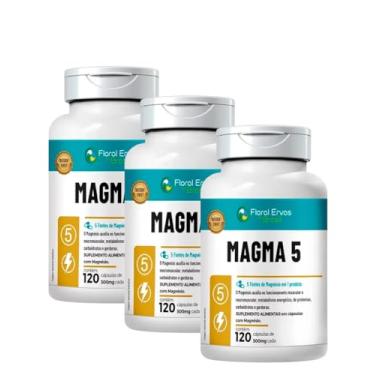 Imagem de 5 Magnesio 500mg 120 Capsulas Magma 5 - Kit Com 3 Frascos