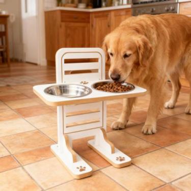 Imagem de Comedouro Pet Elevado Duplo Resistente Com Ajuste de Altura - BT WOOD,