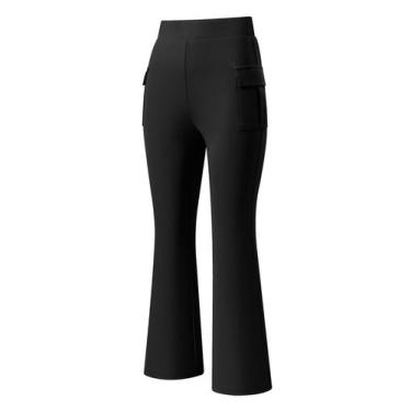 Imagem de Calças juvenis para meninas belgas Bell Bottom Flare Chino pretas 10-1
