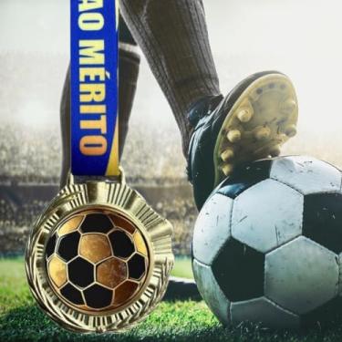 Imagem de Kit 10 Medalhas Para Futebol Premiação de Campeão 6cm Com Cordão Honra ao mérito